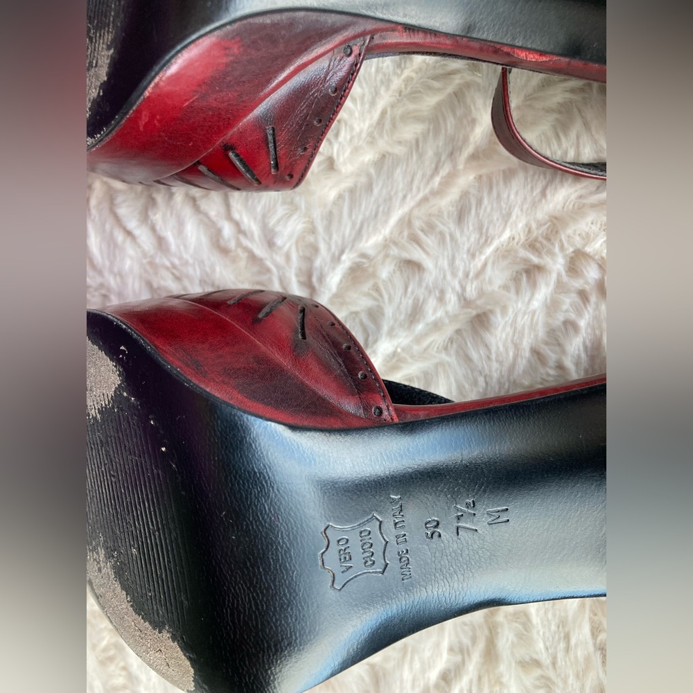 VIA SPIGA sandal, made in ITALY; “Oxford” style details sandal; burgundy/wine. - Picture 9 of 10